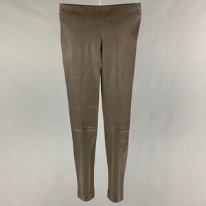 THE ROW Size XS Green Olive Lamb Skin Elastic Waistband Leggings